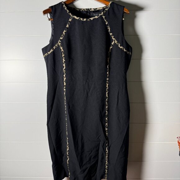 Black Label by Evan Picone Sheeth Dress & Jacket Black Leopard Print Size 14 - Picture 9 of 14